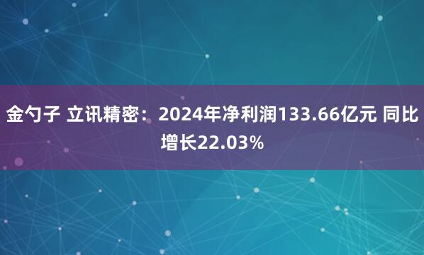 金勺子 立讯精密：2024年净利润133.66亿元 同比增长22.03%